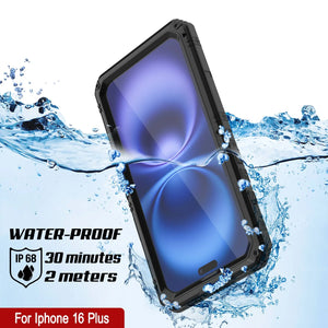 iPhone 16 Plus Metal Extreme 3.0 Série Aluminium Aluminium Aluminium IP68 W / Buillt en protecteur d'écran et kickstand [noir]