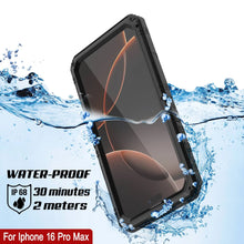 Charger l&#39;image dans la galerie, iPhone 16 Pro Max Metal Extreme 3.0 Série Aluminium Aluminium Aluminium Case IP68 avec Buillt en protecteur d&#39;écran et kickstand [noir]
