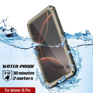 iPhone 16 Pro Metal Extreme 3.0 Série Aluminium Aluminium Aluminium IP68 W / Buillt en protecteur d'écran et kickstand [Gold]