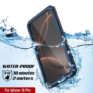 iPhone 16 Pro Metal Extreme 3.0 Série Aluminium Aluminium Aluminium IP68 W / Buillt en protecteur d'écran et kickstand [Blue]