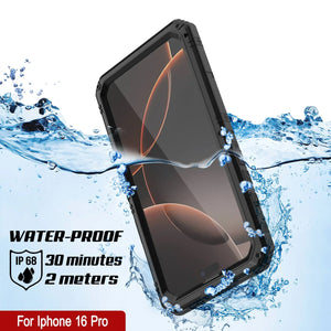 iPhone 16 Pro Metal Extreme 3.0 Série Aluminium Aluminium Aluminium IP68 W / Buillt en protecteur d'écran et kickstand [noir]