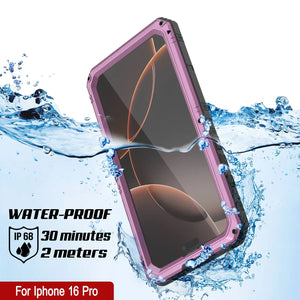 iPhone 16 Pro Metal Extreme 3.0 Série Aluminium Aluminium Aluminium IP68 W / Buillt en protecteur d'écran et kickstand [Pink]