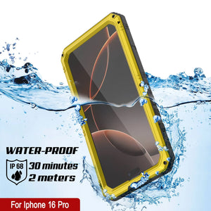 iPhone 16 Pro Metal Extreme 3.0 Série Aluminium Aluminium Aluminium IP68 W / Buillt en protecteur d'écran et kickstand [Yellow]