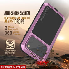Charger l&#39;image dans la galerie, Étui iPhone 17 Pro Max Metal, couverture d&#39;armure de qualité militaire lourde [Proof] Full Body Hard [Pink]
