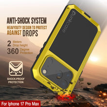 Charger l'image dans la galerie, Étui en métal iPhone 17 Pro Max, couverture d'armure de qualité militaire lourde [Proof] Full Body Hard [Jaune]
