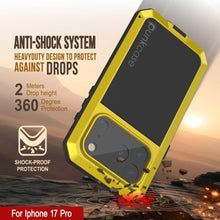 Charger l&#39;image dans la galerie, Étui iPhone 17 Pro Metal, couverture d&#39;armure de qualité militaire lourde [Proof] Full Body Hard [Jaune]
