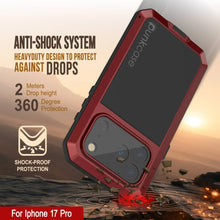 Charger l&#39;image dans la galerie, Étui iPhone 17 Pro Metal, couverture d&#39;armure de qualité militaire lourde [Proof] Full Body Hard [Red]

