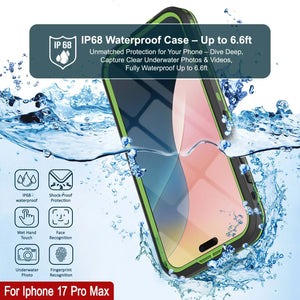 Étui IP68 imperméable iPhone 17 Pro Max, Punkcase [vert clair] [série StudStar] [Slim Fit] [Dirtoproof]