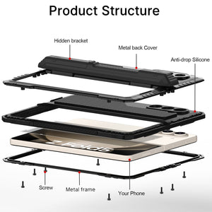 Étui en métal pour Galaxy Z Fold5, couverture de protection militaire robuste intégrale [noir].