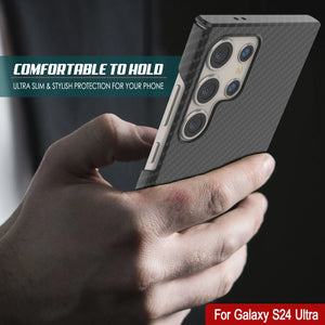 Galaxy S24 Ultra Case, Punkcase CarbonShield, Heavy Duty & Ultra Thin Cover [Shockproof] [Non Slip] [Black]