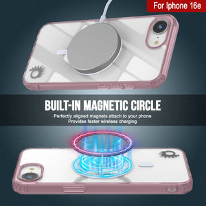 Punkcase iPhone 16e Magnetic Wireless Charging Case [Clearmag Series] [Rose]