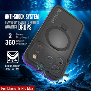 Coque étanche pour iPhone 17 Pro Max [Série Kickstud 2.0] Housse de protection IP68 avec protecteur d'écran et béquille [Violet]