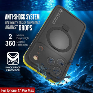 Coque étanche pour iPhone 17 Pro Max [Série Kickstud 2.0] Housse de protection IP68 avec protecteur d'écran et béquille [Jaune]