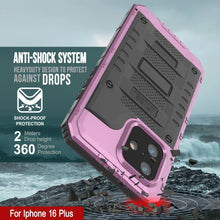 Charger l&#39;image dans la galerie, iPhone 16 Plus Metal Extreme 3.0 Série Aluminium Aluminium Aluminium IP68 W / Buillt en protecteur d&#39;écran et kickstand [Pink]
