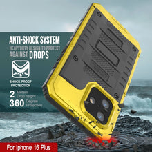 Charger l&#39;image dans la galerie, iPhone 16 Plus Metal Extreme 3.0 Série Aluminium Aluminium Aluminium IP68 W / Buillt en protecteur d&#39;écran et kickstand [Yellow]
