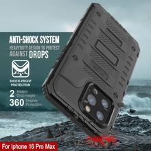 Charger l&#39;image dans la galerie, iPhone 16 Pro Max Metal Extreme 3.0 Série Aluminium Aluminium Aluminium Case IP68 avec Buillt en protecteur d&#39;écran et kickstand [noir]
