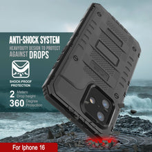 Charger l&#39;image dans la galerie, iPhone 16 Metal Extreme 3.0 Série Aluminium Aluminium Étui imperméable IP68 avec Bouillt en protecteur d&#39;écran et kickstand [noir]
