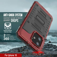 Charger l&#39;image dans la galerie, iPhone 16 Metal Extreme 3.0 Série Aluminium Aluminium Case IP68 W / Buillt en protecteur d&#39;écran et kickstand [Red]
