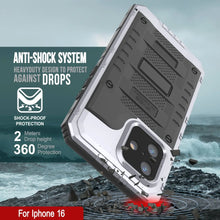 Charger l&#39;image dans la galerie, iPhone 16 Metal Extreme 3.0 Série Aluminium Aluminium Étui imperméable IP68 avec Bouillt en protecteur d&#39;écran et kickstand [White]
