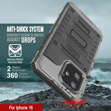 Charger l&#39;image dans la galerie, iPhone 16 Metal Extreme 3.0 Série Aluminium Aluminium Étui imperméable IP68 avec Bouillt en protecteur d&#39;écran et kickstand [Silver]
