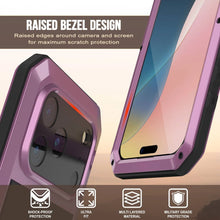 Charger l&#39;image dans la galerie, Étui iPhone 17 Pro Max Metal, couverture d&#39;armure de qualité militaire lourde [Proof] Full Body Hard [Pink]
