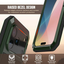 Charger l&#39;image dans la galerie, Étui iPhone 17 Pro Metal, couverture d&#39;armure de qualité militaire lourde [Proof] Full Body Hard [vert foncé]
