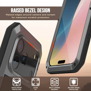 Étui iPhone 17 Pro Metal, couverture d'armure de qualité militaire lourde [Proof] Full Body Hard [Silver]
