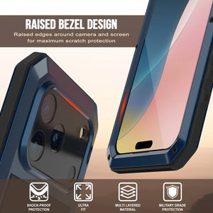Étui iPhone 17 Pro Metal, couverture d'armure de qualité militaire lourde [Proof] Full Body Hard [bleu]