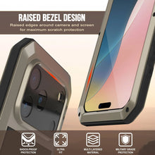 Charger l&#39;image dans la galerie, Étui iPhone 17 Pro Metal, couverture d&#39;armure de qualité militaire lourde [Proof] Full Body Hard [Gold]
