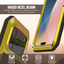 Charger l&#39;image dans la galerie, Étui iPhone 17 Pro Metal, couverture d&#39;armure de qualité militaire lourde [Proof] Full Body Hard [Jaune]

