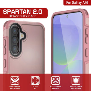 Punkcase Galaxy A36 Case, [Spartan 2.0 Series] Couverture lourde robuste claire [rose]