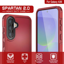 Load image into Gallery viewer, Punkcase Galaxy A36 Case, [Spartan 2.0 Series] Couverture lourde robuste claire [rouge]
