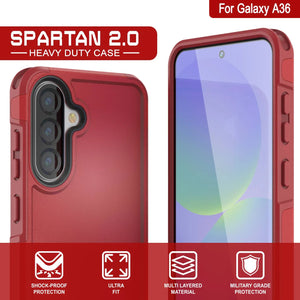 Punkcase Galaxy A36 Case, [Spartan 2.0 Series] Couverture lourde robuste claire [rouge]