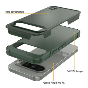 Punkcase Google Pixel 9 Pro XL Case, [Spartan 2.0 Series] Couverture lourde robuste claire avec protecteur d'écran intégré [vert foncé]