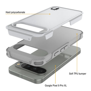 Punkcase Google Pixel 9 Pro XL Case, [Spartan 2.0 Series] Couverture lourde robuste claire avec protecteur d'écran intégré [blanc]