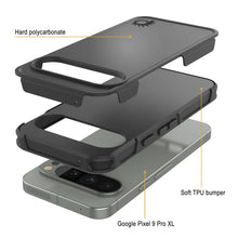 Charger l&#39;image dans la galerie, Punkcase Google Pixel 9 Pro XL Case, [Spartan 2.0 Series] Couverture lourde robuste claire avec protecteur d&#39;écran intégré [noir]
