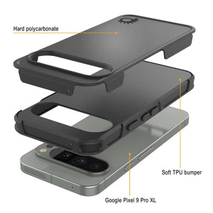 Punkcase Google Pixel 9 Pro XL Case, [Spartan 2.0 Series] Couverture lourde robuste claire avec protecteur d'écran intégré [noir]