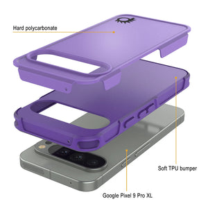 Punkcase Google Pixel 9 Pro XL Case, [Spartan 2.0 Series] Couverture lourde robuste claire avec protecteur d'écran intégré [Purple]