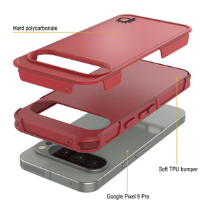 Punkcase Google Pixel 9 Pro Case, [Spartan 2.0 Series] Couverture lourde robuste claire avec protecteur d'écran intégré [rouge]