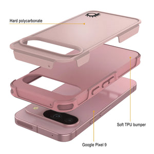 Punkcase Google Pixel 9 Case, [Spartan 2.0 Series] Couverture lourde robuste claire avec protecteur d'écran intégré [rose]