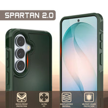 Load image into Gallery viewer, PunkCase Coque pour Galaxy S26 [Série Spartan 2.0] Coque transparente robuste et résistante [Vert foncé]
