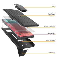 Charger l&#39;image dans la galerie, Punkcase Galaxy S10 5G Case With Screen Protector, Holster Belt Clip [Black] 
