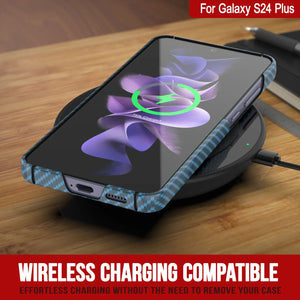 Case Galaxy S24 Plus, Punkcase CarbonShield, Hourde Duty & Ultra Thin Cover [Shockproof] [Non Slip] [Bleu clair]