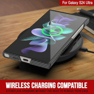 Galaxy S24 Ultra Case, Punkcase CarbonShield, Heavy Duty & Ultra Thin Cover [Shockproof] [Non Slip] [Black]