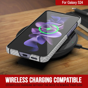 Case Galaxy S24, Punkcase CarbonShield, Hord Duty & Ultra Thin Cover [Shockproof] [Non Slip] [White]