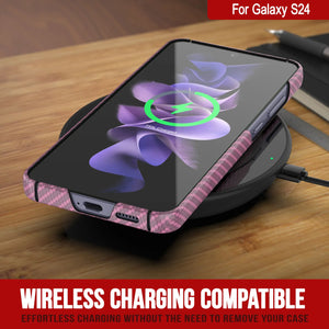 Case Galaxy S24, Punkcase CarbonShield, Hord Duty & Ultra Thin Cover [Shockproof] [Non Slip] [Pink]