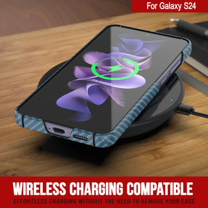 Case Galaxy S24, Punkcase CarbonShield, Hord Duty & Ultra Thin Cover [Shockproof] [Non Slip] [Bleu clair]