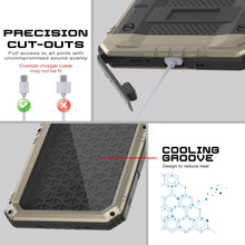 Charger l&#39;image dans la galerie, iPhone 16 Pro Max Metal Extreme 3.0 Série Aluminium Aluminium Aluminium Case IP68 W / Buillt en protecteur d&#39;écran et kickstand [Gold]
