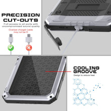 Charger l&#39;image dans la galerie, iPhone 16 Pro Max Metal Extreme 3.0 Série Aluminium Aluminium Aluminium Case IP68 avec Buillt en protecteur d&#39;écran et kickstand [White]
