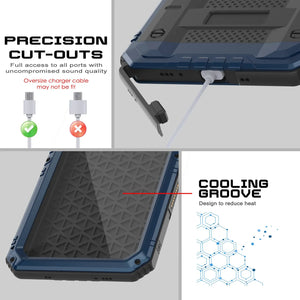 iPhone 16 Pro Metal Extreme 3.0 Série Aluminium Aluminium Aluminium IP68 W / Buillt en protecteur d'écran et kickstand [Blue]